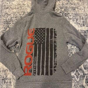 Rogue Fitness Gray Hoodie with flag